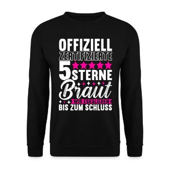 Junggesellinnenabschied Braut - Unisex Pullover - Schwarz - Vorne - Alina (178cm) & Michal (187cm)