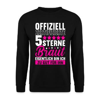 Junggesellinnenabschied Braut - Unisex Pullover - Schwarz - Vorne - Alina (178cm) & Michal (187cm)
