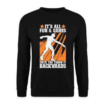 Discus thrower Discus throw - Unisex Sweatshirt - black - Front - Alina (178cm) & Michal (187cm)