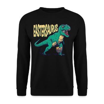 Eastersaurus Ostern T-Rex Dinosaurier Osterhase - Unisex Pullover - Schwarz - Vorne - Alina (178cm) & Michal (187cm)