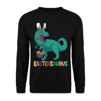 Eastersaurus Easter T-Rex Dinosaur Easter Bunny - Unisex Sweatshirt - black - Front - Alina (178cm) & Michal (187cm)