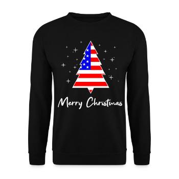 Joyeux sapin de Noël Drapeau des États-Unis - Sweat-shirt Unisexe - noir - Devant - Alina (178cm) & Michal (187cm)
