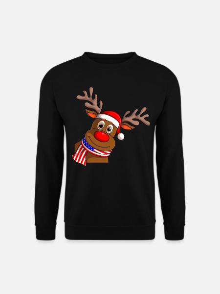 Niedliches Rentier USA Schal Frohe Weihnachten - Unisex Pullover - Schwarz