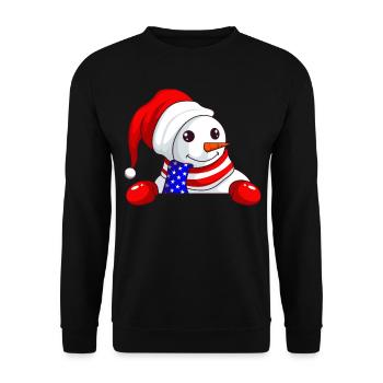 Snowman Christmas Hat USA Flag Christmas - Sweat-shirt Unisexe - noir - Devant - Alina (178cm) & Michal (187cm)