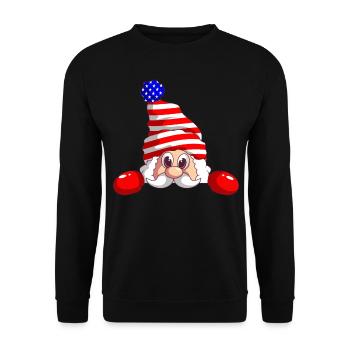 Père Noël avec drapeau des États-Unis Joyeux Noël - Sweat-shirt Unisexe - noir - Devant - Alina (178cm) & Michal (187cm)