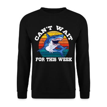 Je ne peux pas attendre cette semaine Retro Vintage Shark Whale - Sweat-shirt Unisexe - noir - Devant - Alina (178cm) & Michal (187cm)