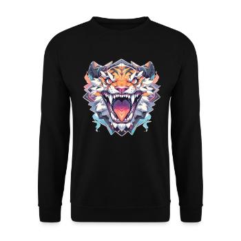 Tiger Tigerkopf Tigerbaby Raubkatze Safari - Unisex Pullover - Schwarz - Vorne - Alina (178cm) & Michal (187cm)