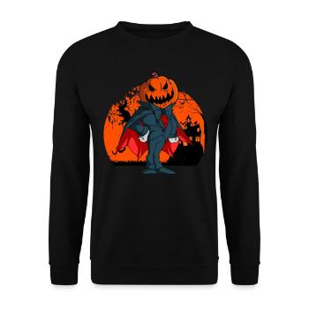 Vampir Kürbis Kopf Kürbislaterne Halloween - Unisex Pullover - Schwarz - Vorne - Alina (178cm) & Michal (187cm)