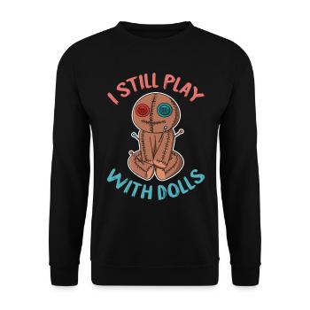 Kawaii Pastel Goth I Still Play With Dolls Voodoo - Unisex Pullover - Schwarz - Vorne - Alina (178cm) & Michal (187cm)