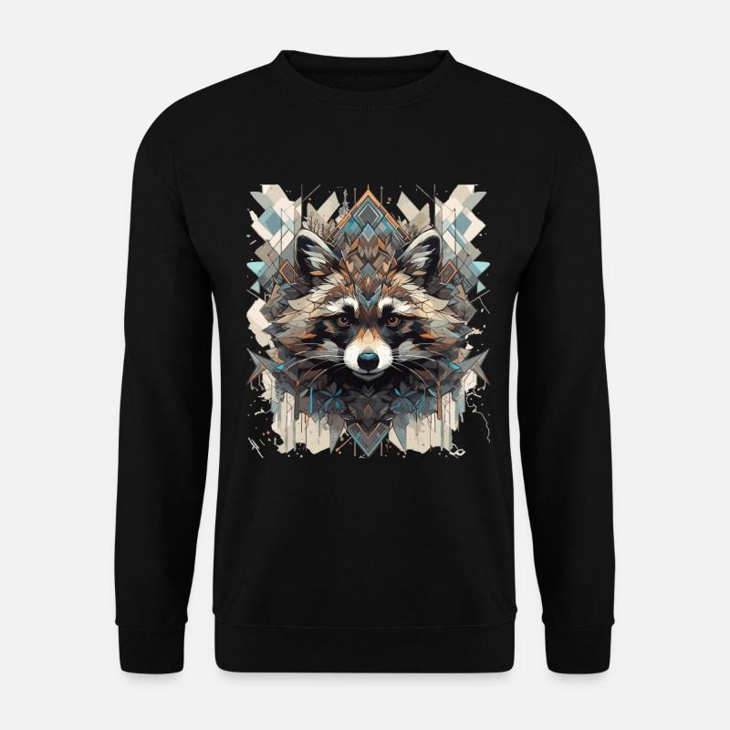 Waschbär Waschbären Waschbärkopf Tiere - Unisex Pullover - Schwarz