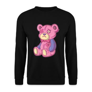 Kawaii Pastell Goth Teddybär Gothic Occult Voodoo - Unisex Pullover - Schwarz - Vorne - Alina (178cm) & Michal (187cm)