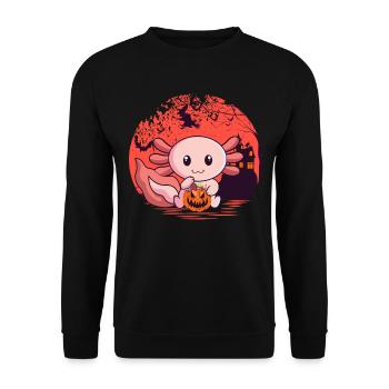 Creepy Axolotl Tailed Amphibian Pumpkin Halloween - Unisex Sweatshirt - black - Front - Alina (178cm) & Michal (187cm)