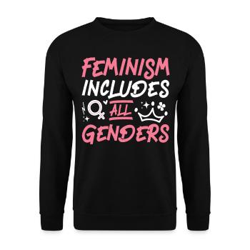 Feminist Feminism Includes All - Unisex Sweatshirt - black - Front - Alina (178cm) & Michal (187cm)