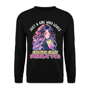 Just a girl who loves Anime and Boba Bubble Tea - Unisex Pullover - Schwarz - Vorne - Alina (178cm) & Michal (187cm)
