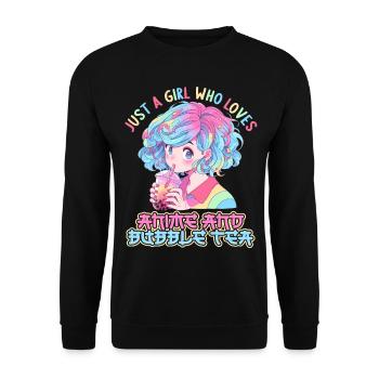 Just a girl who loves Anime and Boba Bubble Tea - Unisex Pullover - Schwarz - Vorne - Alina (178cm) & Michal (187cm)