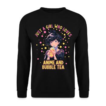 Just a girl who loves Anime and Boba Bubble Tea - Unisex Pullover - Schwarz - Vorne - Alina (178cm) & Michal (187cm)