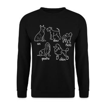 Un deux trois quatre chien lustige französische Hunde Hunde - Unisex Pullover - Schwarz - Vorne - Alina (178cm) & Michal (187cm)