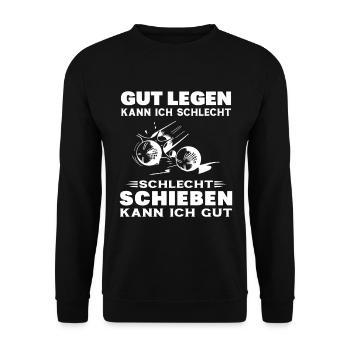 Boulistengeschenk Spieler Pétanque Geschenk Humor - Unisex Pullover - Schwarz - Vorne - Alina (178cm) & Michal (187cm)