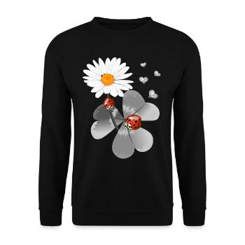 Clover with ladybug - Unisex Sweatshirt - black - Front - Alina (178cm) & Michal (187cm)