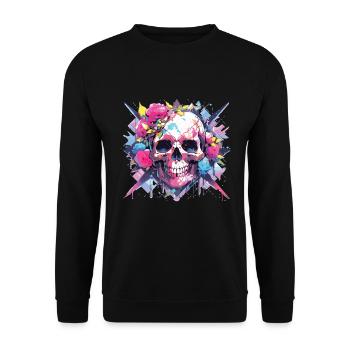 Crâne Crâne Crâne Squelette Os - Sweat-shirt Unisexe - noir - Devant - Alina (178cm) & Michal (187cm)