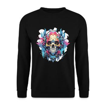 Crâne Crâne Crâne Squelette Os - Sweat-shirt Unisexe - noir - Devant - Alina (178cm) & Michal (187cm)