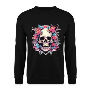 Crâne Crâne Crâne Squelette Os - Sweat-shirt Unisexe - noir - Devant - Alina (178cm) & Michal (187cm)