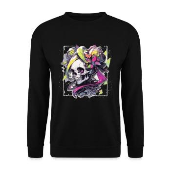 Crâne Crâne Crâne Squelette Os - Sweat-shirt Unisexe - noir - Devant - Alina (178cm) & Michal (187cm)