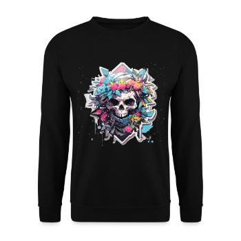 Crâne Crâne Crâne Squelette Os - Sweat-shirt Unisexe - noir - Devant - Alina (178cm) & Michal (187cm)