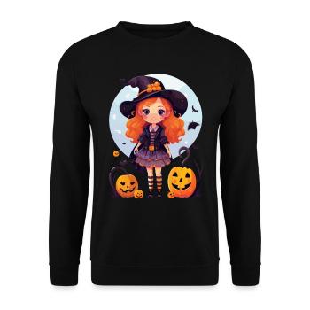 Halloween Magic: sorcière mignonne et citrouilles effrayantes - Sweat-shirt Unisexe - noir - Devant - Alina (178cm) & Michal (187cm)