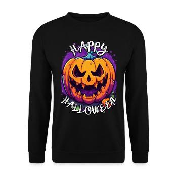 Creepy-funny Halloween pop art Happy Halloween - Unisex Sweatshirt - black - Front - Alina (178cm) & Michal (187cm)