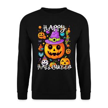 Citrouille enchanteresse avec chapeau de sorcière pour Halloween - Sweat-shirt Unisexe - noir - Devant - Alina (178cm) & Michal (187cm)