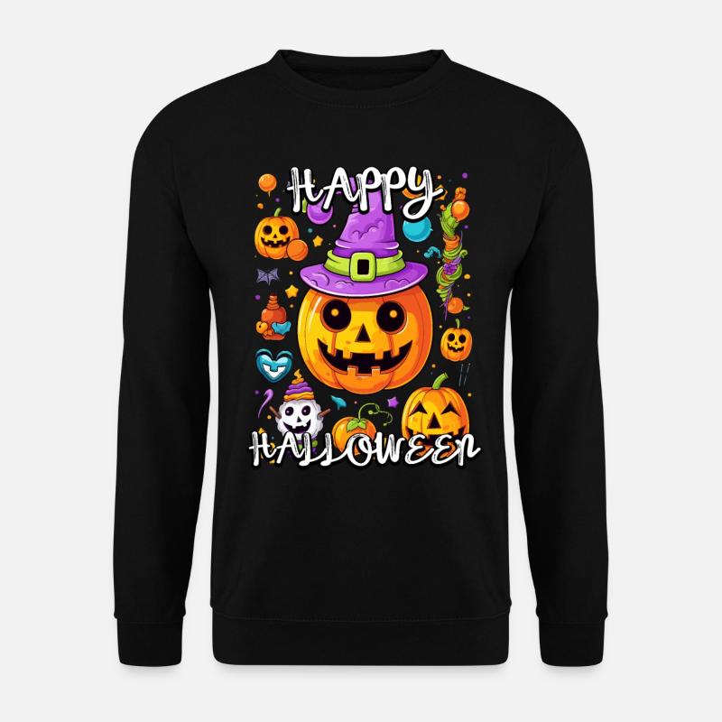 Zauberhafter Kürbis mit Hexenhut für Halloween - Unisex Pullover - Schwarz