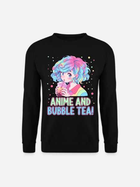 Anime and Boba Bubble Tea - Unisex Sweatshirt - black