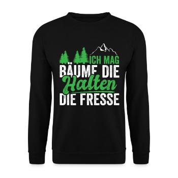 Ich mag Bäume die halten die Fresse - Unisex Pullover - Schwarz - Vorne - Alina (178cm) & Michal (187cm)