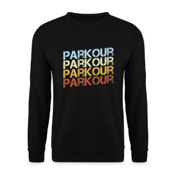 Parkour Retro - Unisex Pullover - Schwarz - Vorne - Alina (178cm) & Michal (187cm)