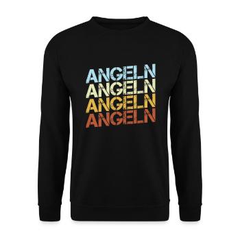 Angeln Retro - Unisex Pullover - Schwarz - Vorne - Alina (178cm) & Michal (187cm)