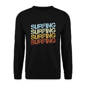 Surfing Retro - Unisex Sweatshirt - black - Front - Alina (178cm) & Michal (187cm)