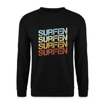 Surfing Retro - Unisex Sweatshirt - black - Front - Alina (178cm) & Michal (187cm)