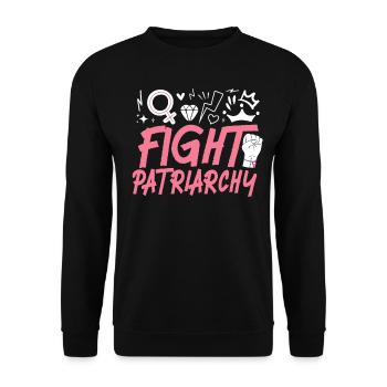 Feminist Fight Patriarchy - Unisex Pullover - Schwarz - Vorne - Alina (178cm) & Michal (187cm)
