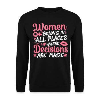 Feminist Women Belong In All - Unisex Pullover - Schwarz - Vorne - Alina (178cm) & Michal (187cm)