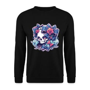 Totenkopf - Unisex Pullover - Schwarz - Vorne - Alina (178cm) & Michal (187cm)