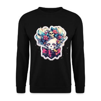 Totenkopf - Unisex Pullover - Schwarz - Vorne - Alina (178cm) & Michal (187cm)