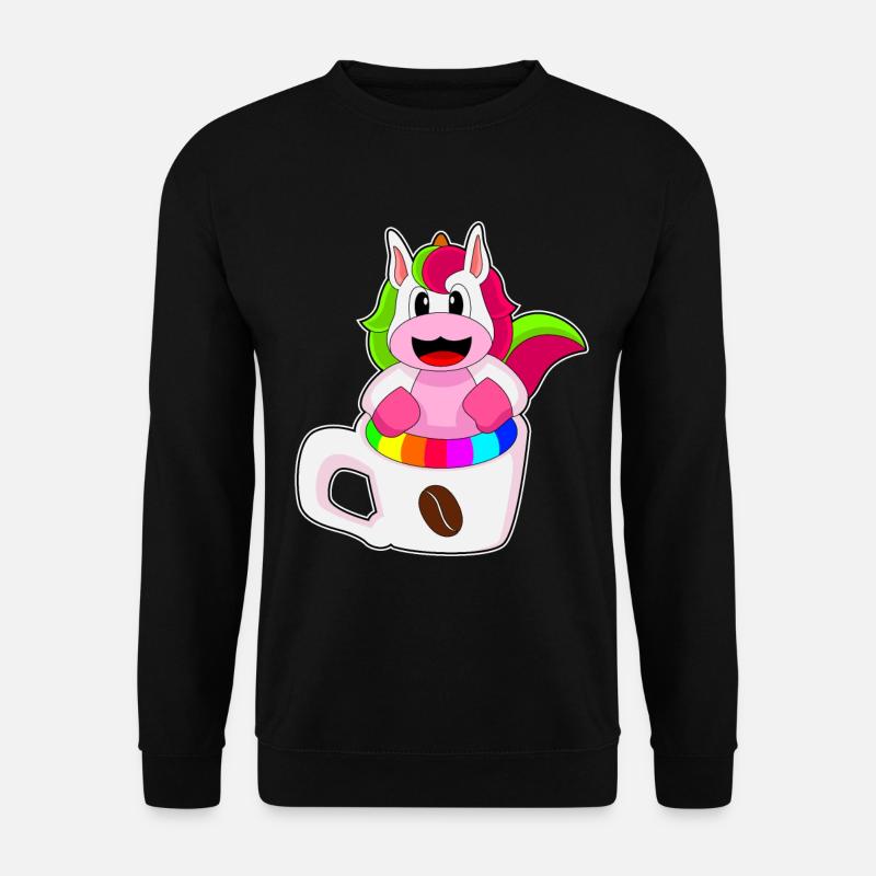 Einhorn Kaffee Kaffeebecher - Unisex Pullover - Schwarz