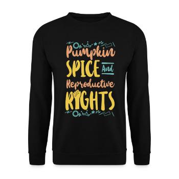 Feminist Pumpkin Spice & - Unisex Pullover - Schwarz - Vorne - Alina (178cm) & Michal (187cm)