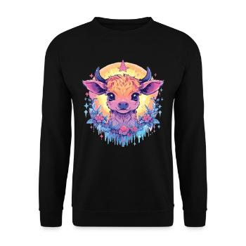 Vache Tête de vache Audacieuse Agriculture Veau - Sweat-shirt Unisexe - noir - Devant - Alina (178cm) & Michal (187cm)