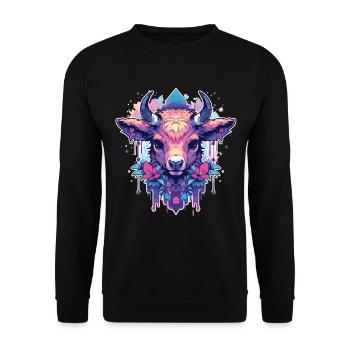 Vache Tête de vache Audacieuse Agriculture Veau - Sweat-shirt Unisexe - noir - Devant - Alina (178cm) & Michal (187cm)