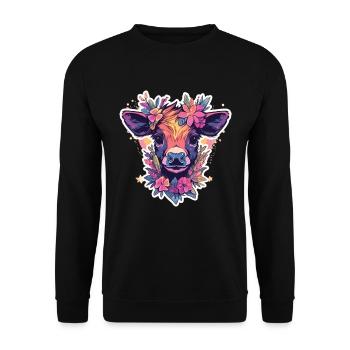 Kuh Kuhkopf Kühne Landwirtschaft Kälbchen - Unisex Pullover - Schwarz - Vorne - Alina (178cm) & Michal (187cm)