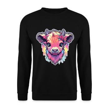 Vache Tête de vache Audacieuse Agriculture Veau - Sweat-shirt Unisexe - noir - Devant - Alina (178cm) & Michal (187cm)