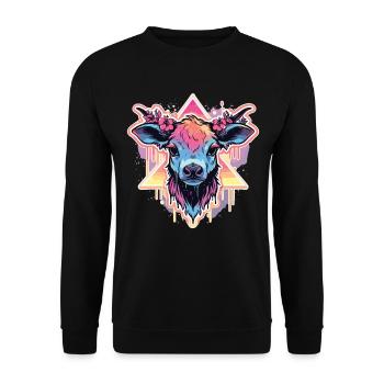 Vache Tête de vache Audacieuse Agriculture Veau - Sweat-shirt Unisexe - noir - Devant - Alina (178cm) & Michal (187cm)