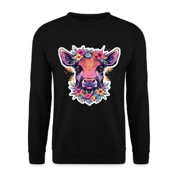 Vache Tête de vache Audacieuse Agriculture Veau - Sweat-shirt Unisexe - noir - Devant - Alina (178cm) & Michal (187cm)